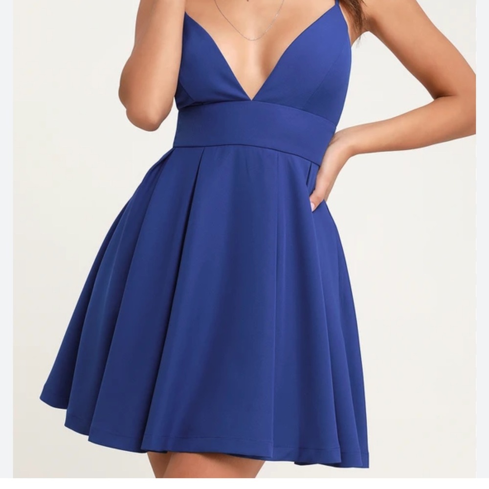 Lulu’s here for the party Royal blue skater dress